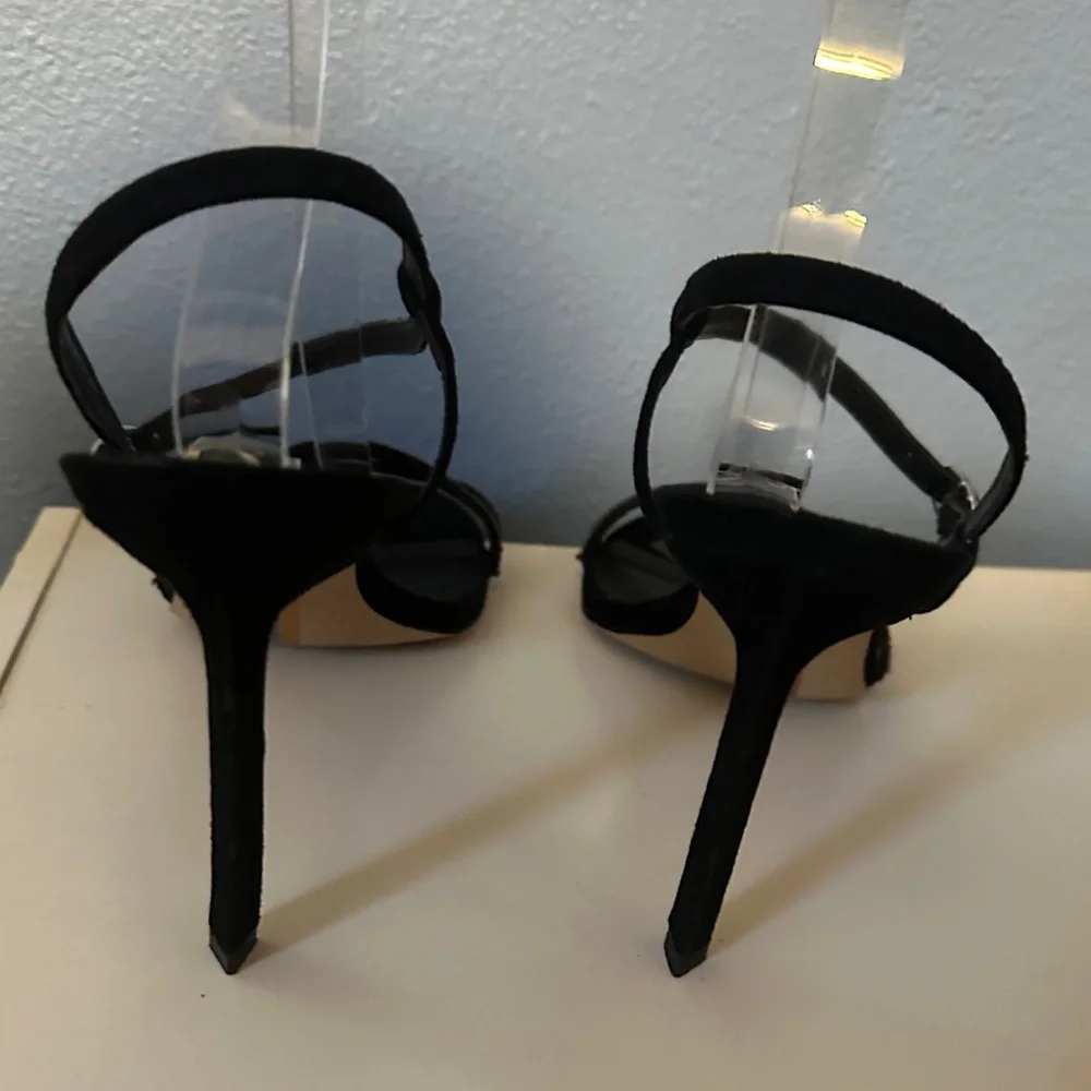 Sam Edelman High Heel Strapped Rhinestone Black Shoes Sz 10M - Picture 5 of 12